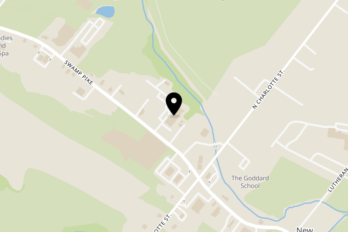 Map showing the location of JG Monte Carlo Pizza on 1885 Swamp Pike in Gilbertsville